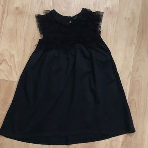Gap Kids Black Cotton Dress With Ruffled Top 3T